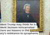A painting of President Andrew Jackson hangs in the Oval Office on the day Donald Trump was inaugurated for the second time, Jan. 20, 2025. AP Photo/Evan Vucci)